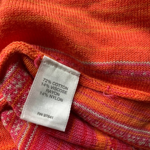 J. Jill Womens Cardigan Sweater Size XSP Orange Striped Open Front Long Sleeves - Picture 7 of 8